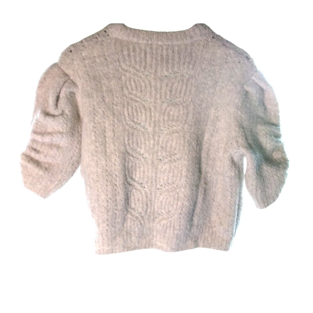 Rebecca Minkoff Sweater Women M Wool Yak Hair Blend Puff Sleeve Cable Knit - Picture 3 of 6
